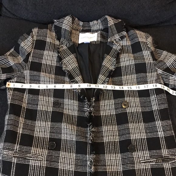 Carolina Belle Montreal Open Front Plaid Blazer Double Button Jacket w/Fringe-M - Picture 7 of 10